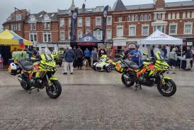 Some of the charity's Devon Blood Bikes were on display