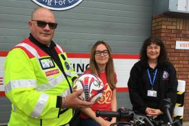 Photo shows: Kelly Lawson, centre, with Devon Freewheelers deputy CEO Russell Roe, and Executive Assistant, Vikki Finney, right.