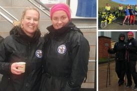Tanya Robinson and best friend Annaka Lloyd arrived at the Honiton HQ of Devon Freewheelers after walking for 24-hours 