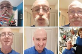 Going, going...gone! Stephen's stages of beard removal.