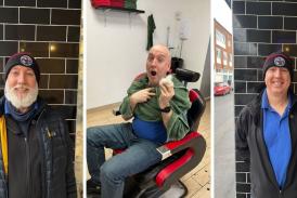 Blood biker Steve Nash shaved his disliked' beard off in return for donations to the Devon Freewheelers
