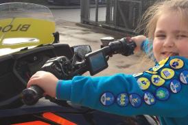 Elsie Horn turned household chores into a charity challenge to raise more than £150 for the Devon Freewheelers blood bikes. photo: Devon Freewheelers