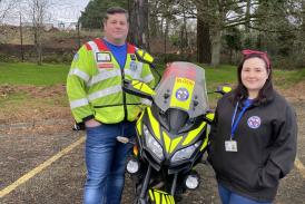 The married couple regularly in support of the Devon Freewheelers blood bike and car service. Photo: Anthony and Amy Ewens